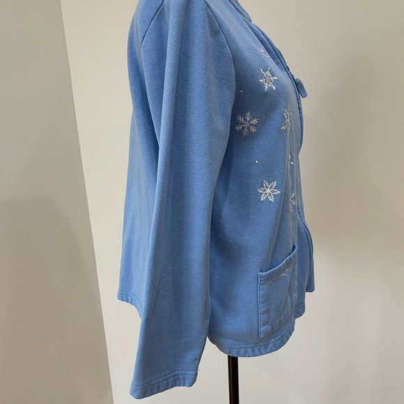 Breckenridge zippered sweatshirt blue snowflakes snowman cardigan jacket LP - Picture 4 of 11